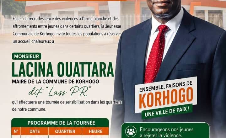 Korhogo : le Maire Lacina Ouattara lance une tournée de sensibilisation pour promouvoir la paix et la sécurité